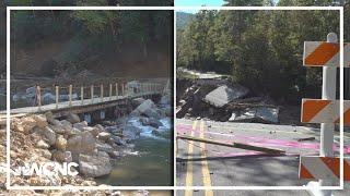 Bridge made up of flatbed trailers keeps NC, TN supply chain alive