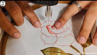 Flower filling embroidery rose || Rose flower embroidery tutorial || embroidery flowers