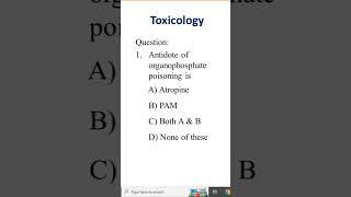 Forensic Toxicology MCQ! Organophosphate poisoning! #aiapget #neetpg