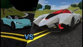 ROBLOX: Vehicle simulator Tesla Roadster 2.0 VS Lamborghini Egoista