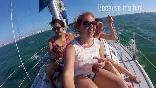 Sailing S/V Latitude on Sarasota Bay on a windy day