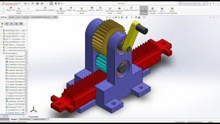 Düz Pinyon Dişli ve Kremayer Dişli Sistemi Montajı Solidworks - Rack and Pinion Assembly
