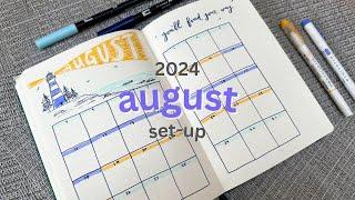 August 2024 Bullet Journal Setup  lighthouse theme plan with me!