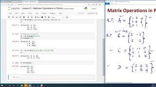 Lesson 5 -  Matrix Operations in Python