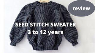 Seed stitch sweater for kids (top-down raglan). Knitting pattern "Rice pullover" (review)