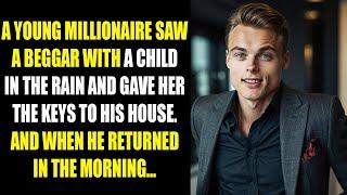 A young millionaire saw a beggar with a child in the rain and gave her the keys to his house. And...