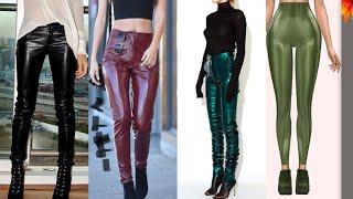 Stylish leather and latex shiny mod lagging pants for cute and attractive ladies