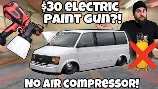 PAINTING A CAR WITH A $30 DOLLAR ELECTRIC PAINT GUN?! NO AIR COMPRESSOR NEEDED! CHEAPEST PAINT JOB