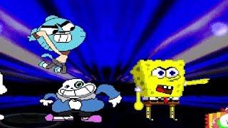 SANESS, SPONGEBOB & GUMBALL TEAM UP VS MUGEN CHARACTERS | FUNNY GAMING