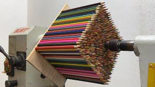 Amazing Woodturning Crazy - Quintessential Identity Of Colored Pencil With Epoxy Resin On Wood Lathe