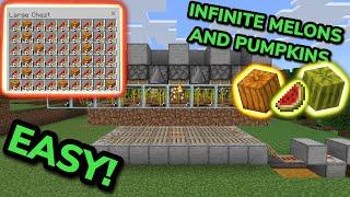 EASY 1.21 AUTOMATIC MELON AND PUMPKIN FARM TUTORIAL in Minecraft Bedrock (MCPE/Xbox/PS4/Switch/PC)