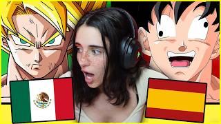 ESPAÑOLA REACCIONADRAGON BALL: Doblaje LATINO  vs ESPAÑOL  (LOCURA!!!)