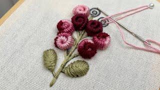 Easy Rolled Woven picot Stitch Roses: Embroidery Stitches for beginners