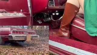 Pedal Pumping Car Clip REVVING in high brown boots!