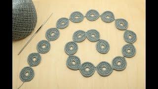 Урок вязания ЛЕНТОЧНОГО КРУЖЕВА колечки - безотрывное вязание Crochet ribbon lace