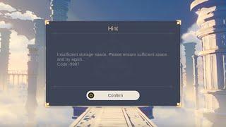 genshin impact error code 9907 insufficient storage space fix! follow me on tik tok for more! 