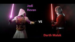 Darth Malak vs Jedi Knight Revan lightsaber duel in Star Wars Battlefront II.(PC, modded)