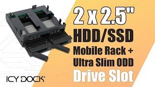 ICY DOCK 2x2.5" SAS/SATA HDD/SSD Mobile Rack + Optical Drive Slot | ExpressCage MB732SPO-B