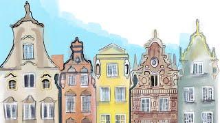 DIGITAL DRAWING GDANSK POLAND PROCREATE| WATERCOLOR PAINTING| GDAŃSK POLSKA