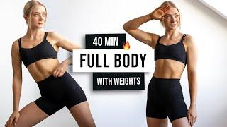 40 MIN FULL BODY BURN  HIIT Workout - with weights - Cardio & Strength Home Workout, No Talking