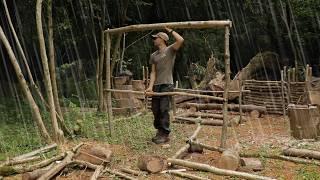 Bushcraft Camp in a Thunderstorm: Full Shelter Build