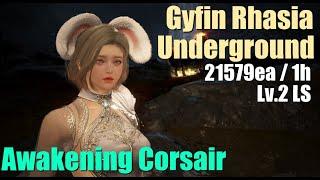 BDO│Awakening corsair Gyfin Underground Lv.2 LS 21579ea/1h 302AP - 검은사막 각성 커세어 가이핀 지하 PVE