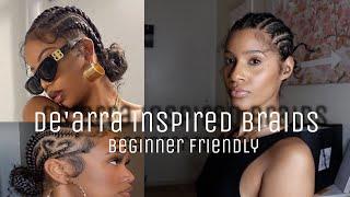 DEARRA INSPIRED STRAIGHT BACK STITCHING BRAIDS ON MYSELF | FREESTYLE BRAIDS | BEGINNER FRIENDLY