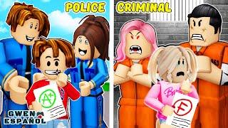 ROBLOX BrookhavenRP: POLICE And CRIMINAL Family & Breathless Escape | Gwen Roblox Español