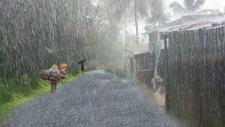 Super heavy rain and strong winds accompanied by lightning | Sleep instantly with the sound of rain