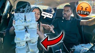 DRIVING SUPER CRAZY WHILE MY ANGRY GIRLFRIEND HOLDS ICE COLD WATER !! * Gone Wrong *