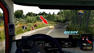 I Find A Cow On The Road!! | Ultra Realistic Roads | POV Driving Volvo FH16