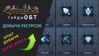 Astellia online. Добыча ресурсов. Шанс крита. Опыт добычи.