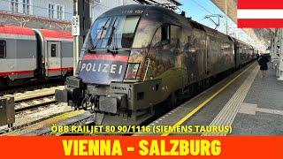 Cab Ride Wien (Vienna) - Salzburg (part of ÖBB-Westbahn, Austria) train driver's view in 4K