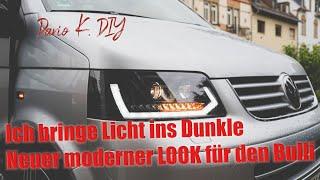 VW T5 - DIY Multivan Frontscheinwerfer Ausbauen Dynamische Blinker auch für Vorne. MEGA Look!