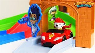 PJ Masks and Paw Patrol toy Racing Video!