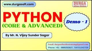 PYTHON tutorials || Demo - 1 || by Mr. N. Vijay Sunder Sagar On 19-09-2024 @8AM IST