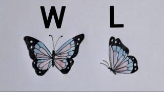 How to draw butterfly  easily/ # butterfly drawing  from W and L#butterfly in two angles