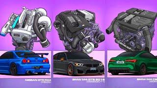 BMW M4 GTS | GTR R34 | Civic EG6-VTEC B16B | TRUENO AE86 4A-GE 16V | Proton WIRA-4G 15T animations 