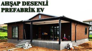 AHŞAP DESENLİ PREFABRİK EV  DETAYLI 110m² 3+1 EV TURU  #evturu #prefabrikev #prefabrik