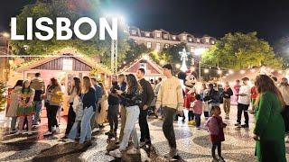 A November Afternoon on a Crowded Christmas Market in Lisbon PORTUGAL