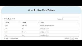 Beginner's Tutorial On Using DataTable jQuery Plugin With Bootstrap CSS - Code with Mark