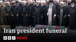 Iran’s supreme leader Ayatollah Khamenei leads prayers at President Raisi's funeral | BBC News