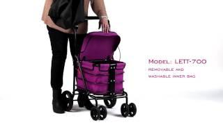 Carlett Lett700 Deluxe Walk & Rest Folding 6 Wheel Swivel Shopping Trolley with Seat & Park Brake