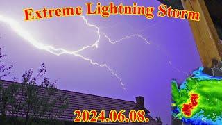 ️│2024.06.08.│️Heves zivatarok, villámshow️️ / Heavy thunderstorms / Extreme lightning│️️ 