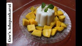 Tender coconut pudding with mangoes | Elaneer pudding | இளநீர் புட்டிங்