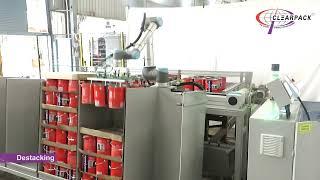 Clearpack | Cobot Depalletizer for Empty Paint Containers on Trays