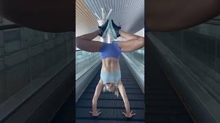 HANDSTANDS ON A MOVING ESCALATOR  #shorts #yoga