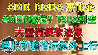 美股 AMD、NVDA利好仍需耐心！大盘有松动迹象！AMZN算破位吗？TSLA再传利空！通胀前瞻指标意外上行！