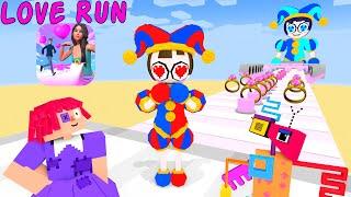 Minecraft, LOVE RUN AMAZING DIGITAL CIRCUS  POMNI, CAINE, JAX, GIRL VS BOY -  Minecraft Animation