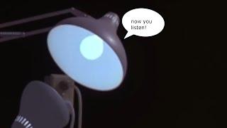 I added the Pixar Lamp Talk line into the original short and this was the result